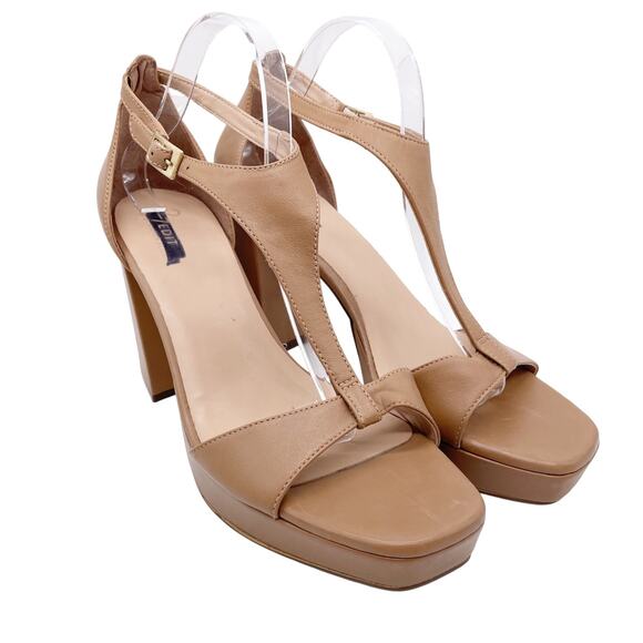 27Edit Naturalizer Women's Jae Buckle Open Toe Heels Platform Sandals Tan 11M - Picture 1 of 12